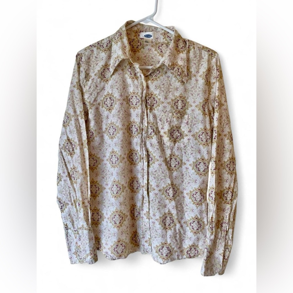 Women’s Old Navy Medium Western Floral Button-Up Long Sleeve Top
